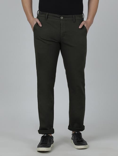 grey solid flat front casual trouser - 19354274 - Very Small Image - 1