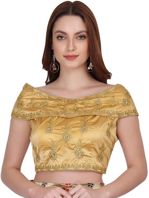 gold self design regular blouse - 19355358 - Very Small Image - 1