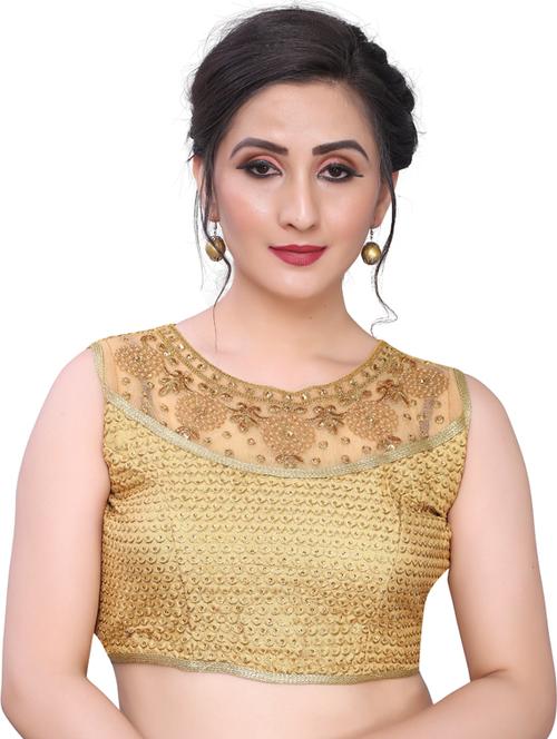 gold self design regular blouse - 19355388 - Very Small Image - 1