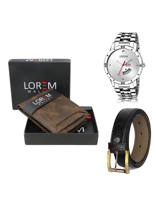 belt, wallet & watch gift combo - 19360112 - Very Small Image - 1