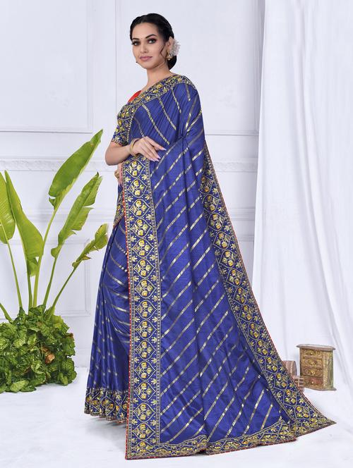 embroidered saree with blouse - 19371813 - Very Small Image - 1