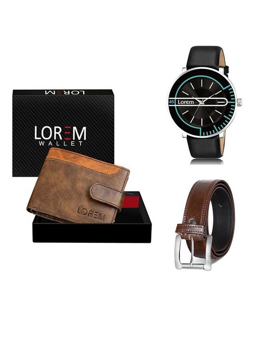 belt, wallet & watch gift combo - 19382100 - Very Small Image - 1