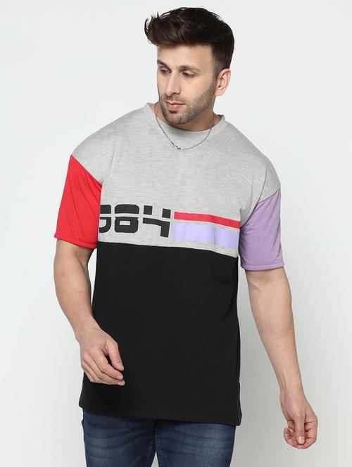 cotton blend color block t-shirts - 19382935 - Very Small Image - 1