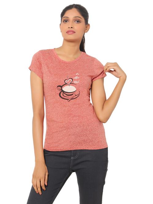 women's front print round neck t-shirt - 19383270 - Very Small Image - 1