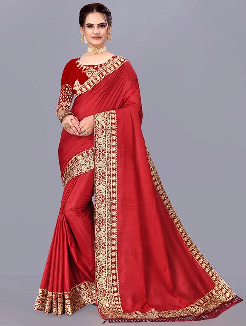 self design embroidered saree with blouse - 19384663 - Very Small Image - 1