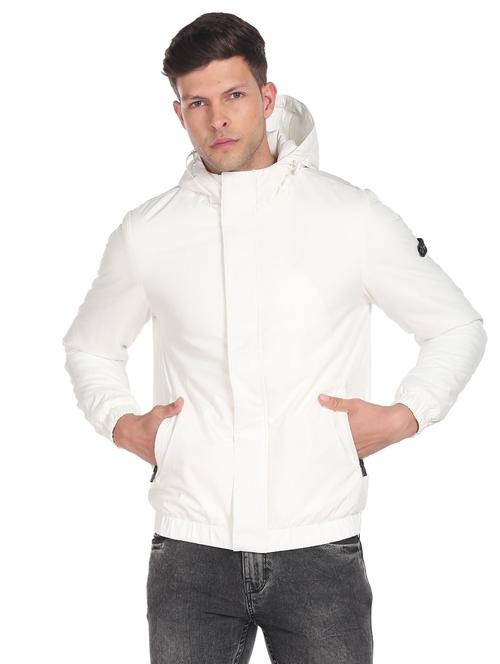 hooded solid casual jacket - 19389221 - Very Small Image - 1