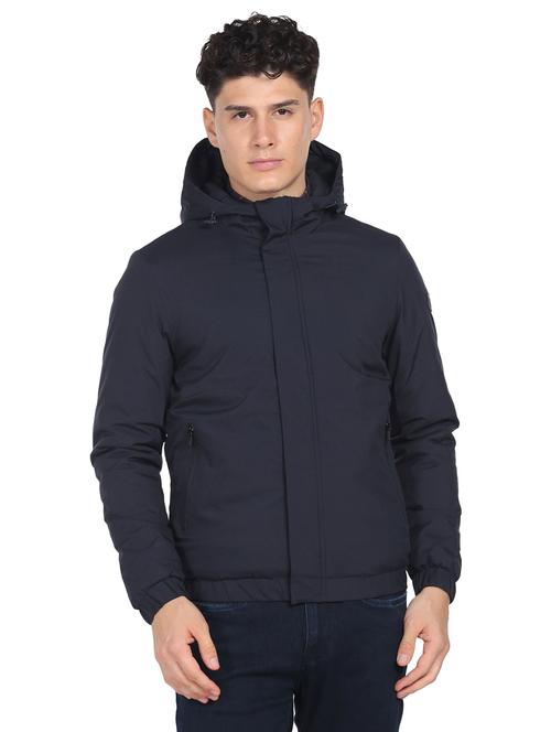 hooded solid casual jacket - 19389225 - Very Small Image - 1
