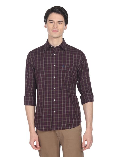 maroon cotton casual shirt - 19389489 - Very Small Image - 1