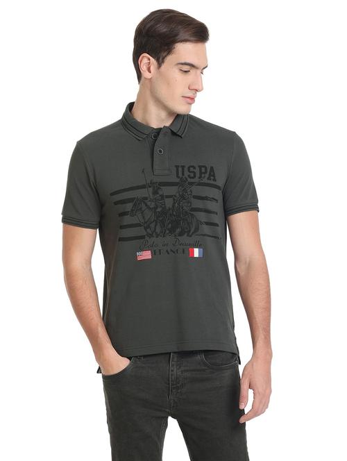 grey printed polo t-shirt - 19389697 - Very Small Image - 1