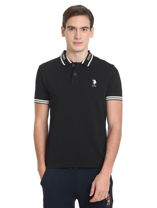 black solid polo t-shirt - 19389737 - Very Small Image - 1