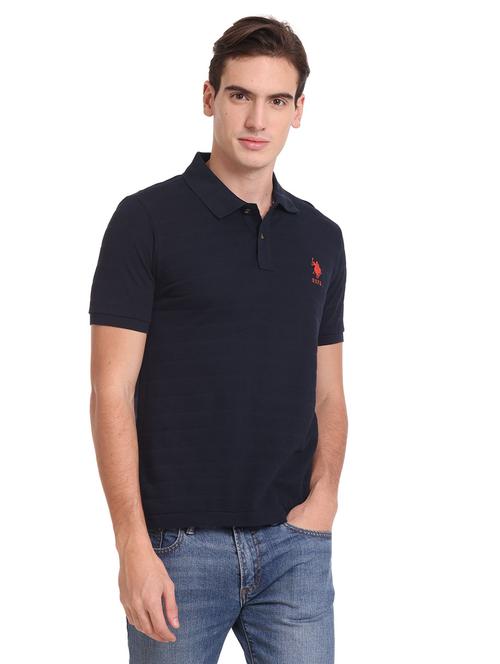 blue solid polo t-shirt - 19389769 - Very Small Image - 1