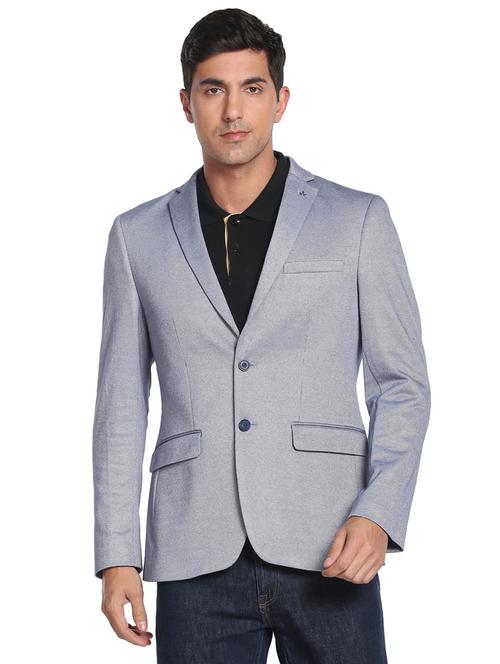 notch lapel solid casual blazer - 19390003 - Very Small Image - 1