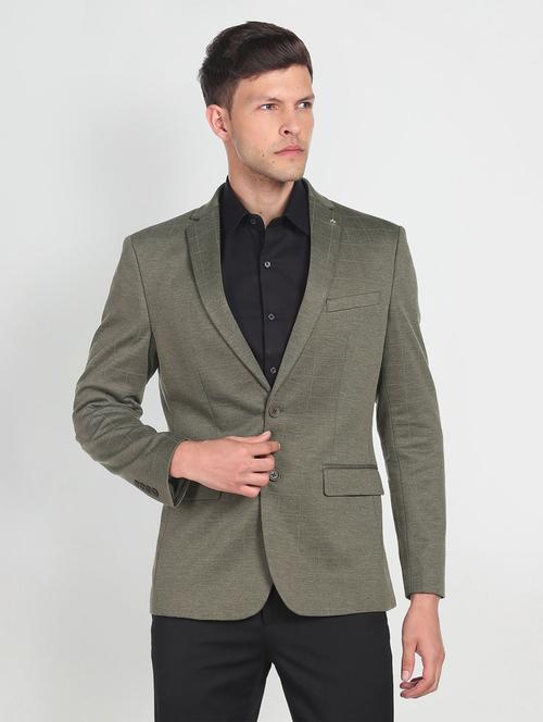 notch lapel solid casual blazer - 19390013 - Very Small Image - 1
