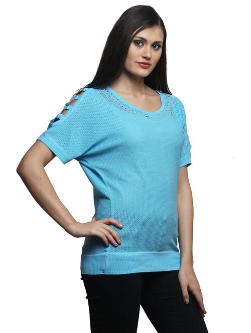 women's straight round neck top - 19390055 - Very Small Image - 1