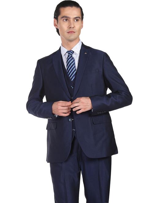 notch collar solid casual suit - 19390116 - Very Small Image - 1