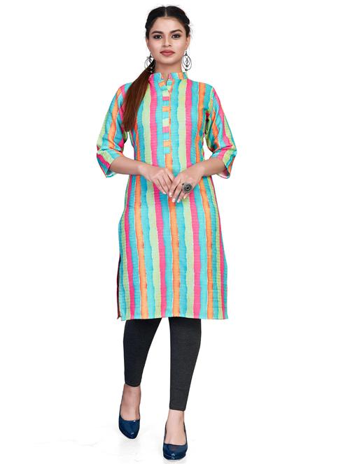 multi colored striped straight kurta - 19398446 - Very Small Image - 1
