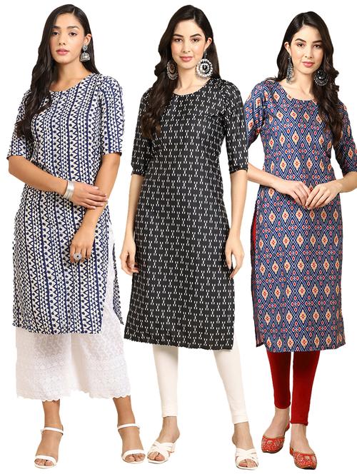 pack of 3 multi colored straight kurta - 19398872 - Very Small Image - 1