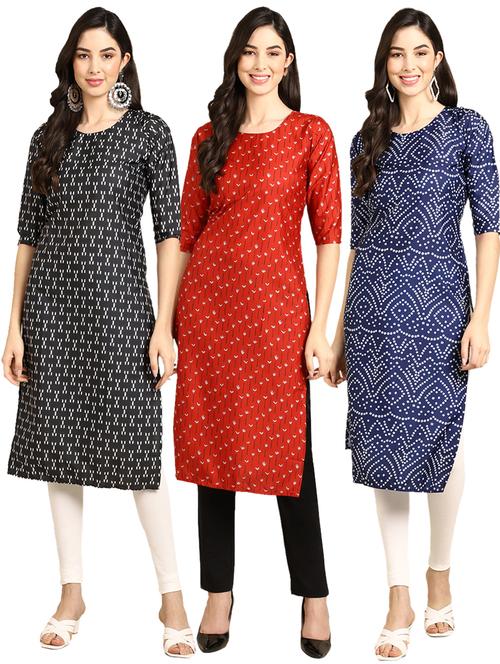 pack of 3 multi colored straight kurta - 19398889 - Very Small Image - 1