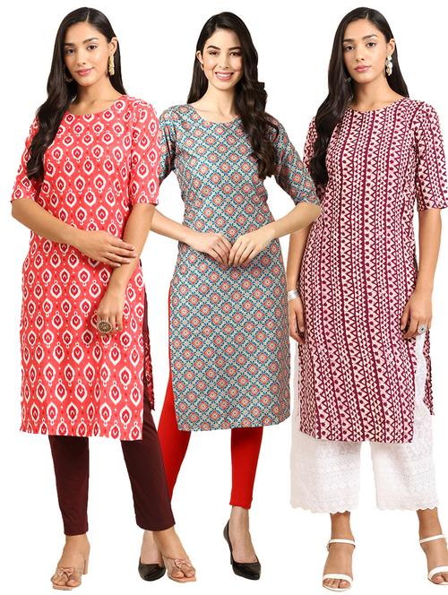 pack of 3 multi colored straight kurta - 19398905 - Very Small Image - 1