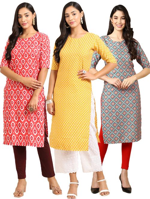 pack of 3 multi colored straight kurta - 19398907 - Very Small Image - 1