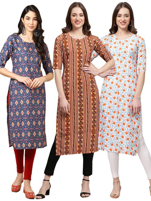 pack of 3 multi colored straight kurta - 19398940 - Very Small Image - 1