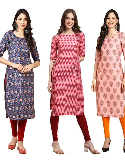 multi colored crepe combos kurta - 19398976 - Very Small Image - 1