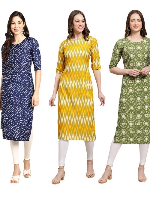 pack off 3 printed straight kurta - 19398994 - Very Small Image - 1