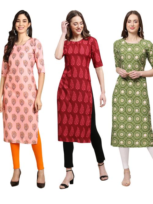 pack of 3 printed straight kurta - 19399000 - Very Small Image - 1