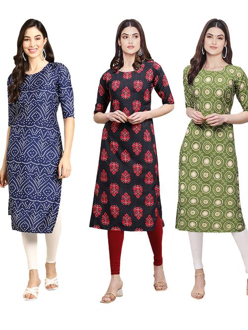 multi coloured printed straight kurta set - 19399123 - Very Small Image - 1