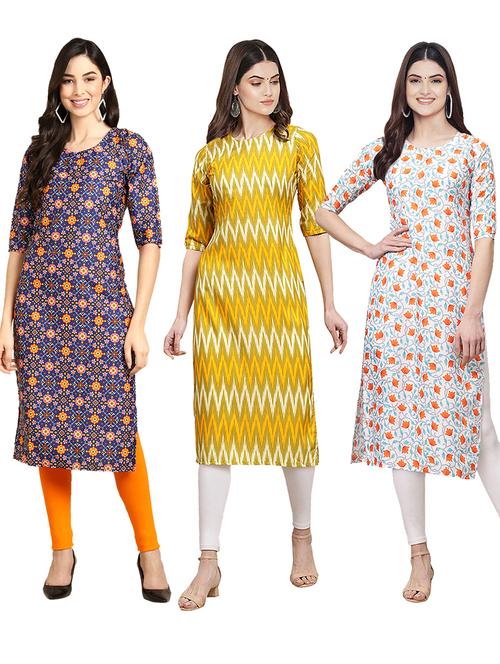 multi coloured printed straight kurta set - 19399135 - Very Small Image - 1