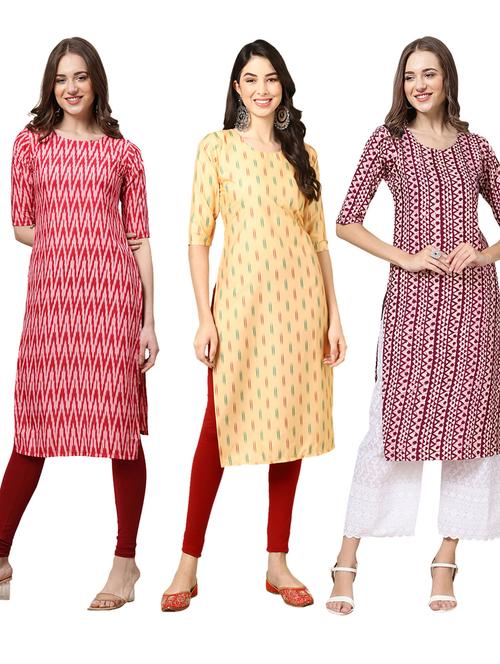 multi coloured printed straight kurta set - 19399151 - Very Small Image - 1