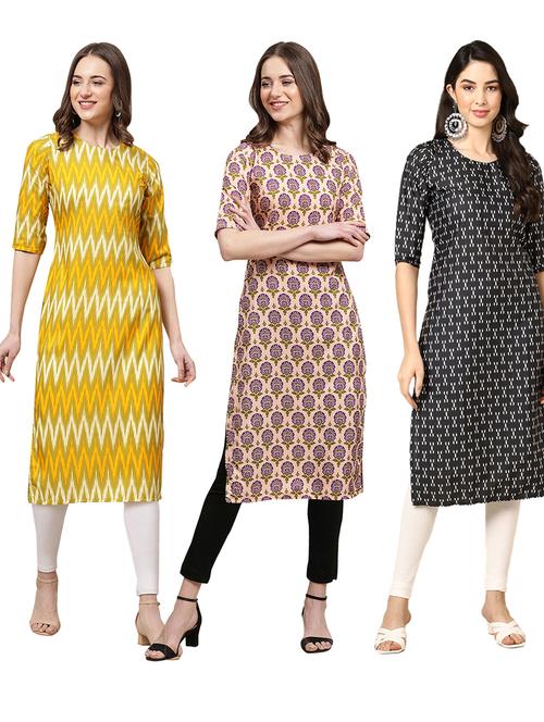 multi coloured printed straight kurta set - 19399152 - Very Small Image - 1