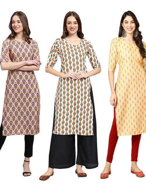 multi coloured printed straight kurta set - 19399161 - Very Small Image - 1