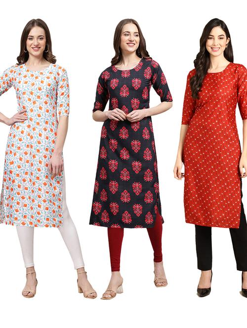 multi coloured printed straight kurta set - 19399167 - Very Small Image - 1