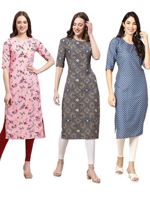 multi coloured printed straight kurta set - 19399182 - Very Small Image - 1