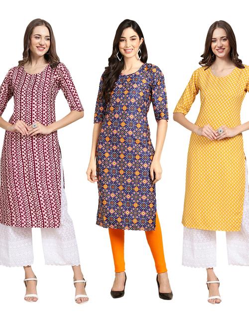 multi coloured printed straight kurta set - 19399208 - Very Small Image - 1