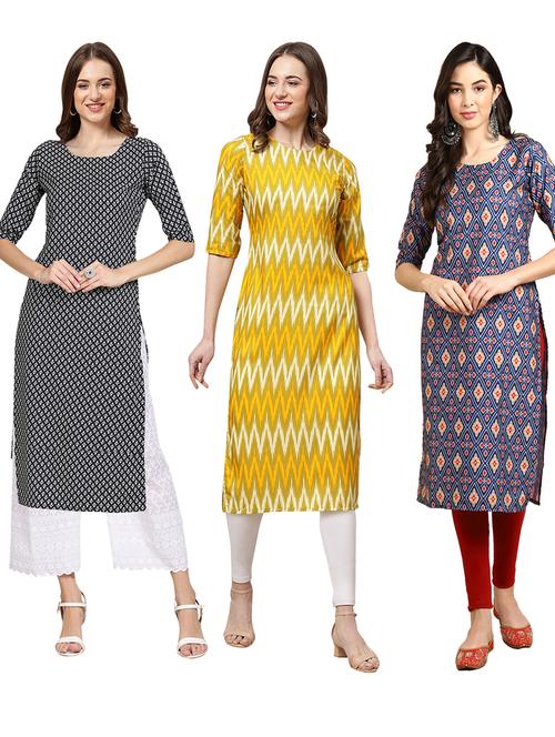 multi coloured printed straight kurta set - 19399212 - Very Small Image - 1