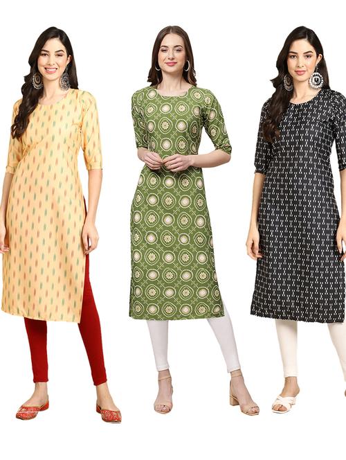 multi coloured printed straight kurta set - 19399237 - Very Small Image - 1