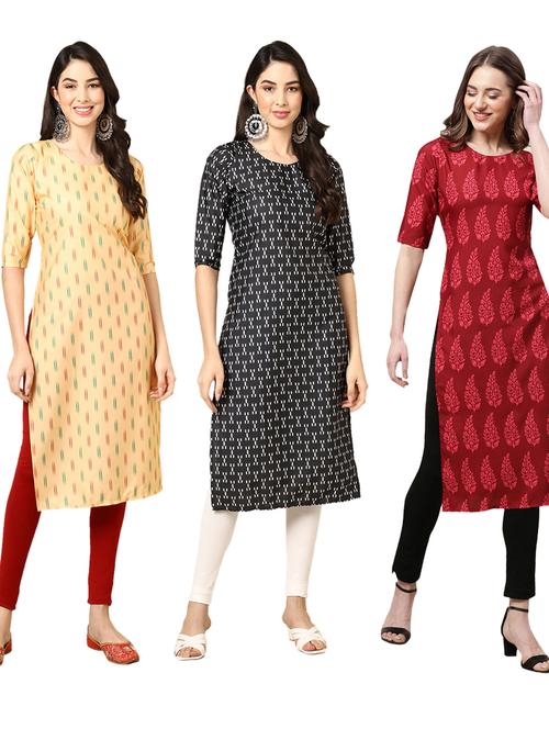 multi coloured printed straight kurta set - 19399238 - Very Small Image - 1