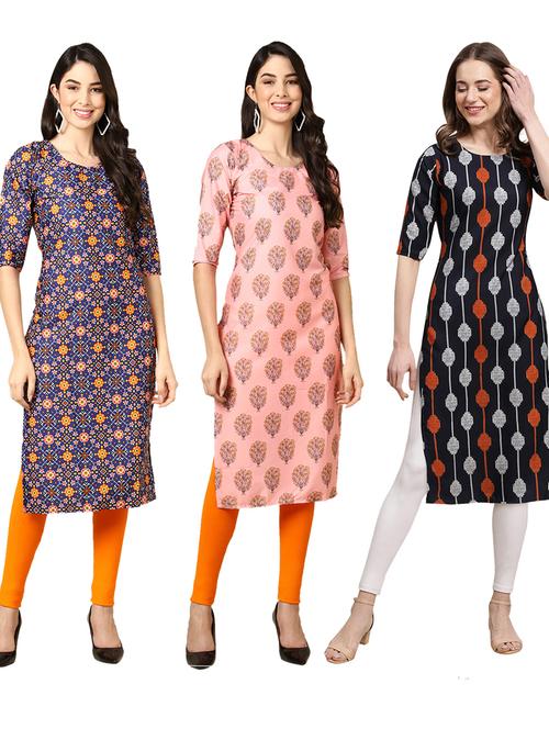 pack of 3 printed straight kurta - 19399253 - Very Small Image - 1