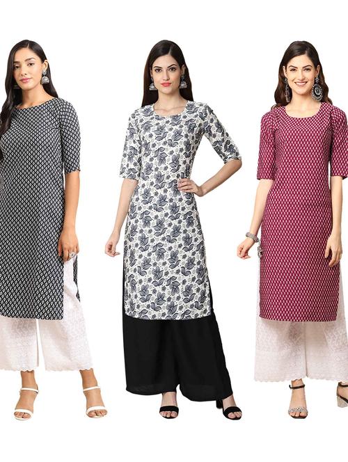 multi coloured printed straight kurta set - 19399460 - Very Small Image - 1