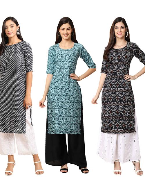 multi coloured printed straight kurta set - 19399463 - Very Small Image - 1