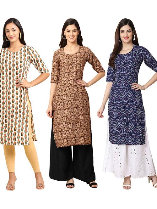 multi coloured printed straight kurta set - 19399482 - Very Small Image - 1