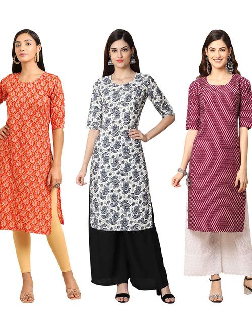 multi coloured printed straight kurta set - 19399490 - Very Small Image - 1