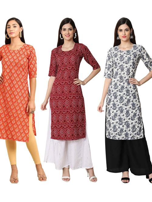 multi coloured printed straight kurta set - 19399491 - Very Small Image - 1