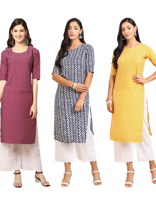 multi coloured printed straight kurta set - 19399533 - Very Small Image - 1