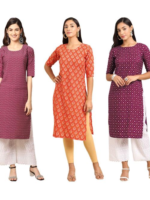 multi coloured printed straight kurta set - 19399536 - Very Small Image - 1
