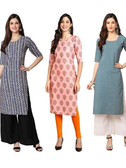 pack of 3 multi colored straight kurta - 19399568 - Very Small Image - 1