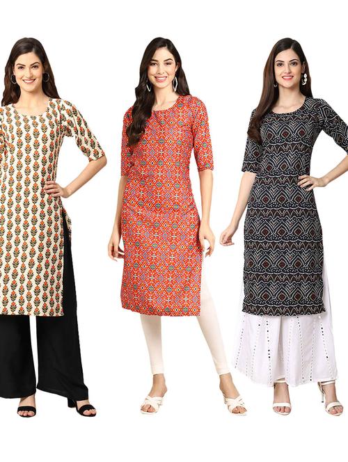 pack of 3 multi colored straight kurta - 19399581 - Very Small Image - 1