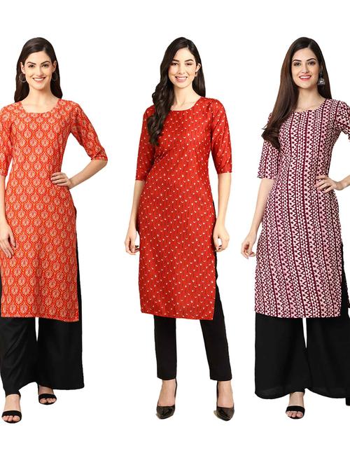 pack of 3 multi colored straight kurta - 19399593 - Very Small Image - 1